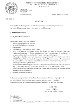 Szczegółowe informacje - Uniwersytet Medyczny im. Karola