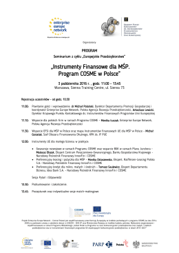„Instrumenty Finansowe dla MŚP. Program COSME w Polsce”