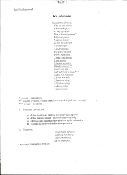 Page 1 Test | Jan Kochanowski Na zdrowie zlachetne zdrowie, Nikt