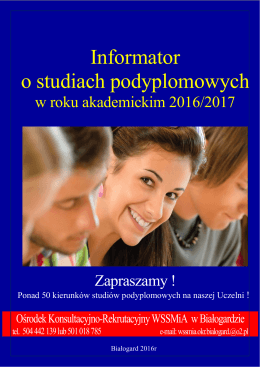 Studia podyplomowe – informator 2016-2017