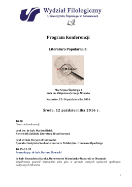 Program Konferencji - Uniwersytet Śląski