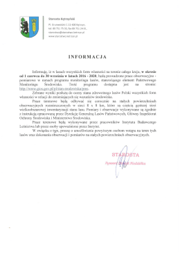 Prace obserwacyjno pomiarowe w ramach programu monitoringu