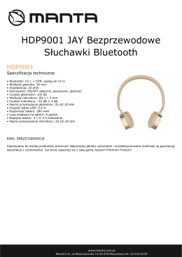 HDP9001 JAY Bezprzewodowe Słuchawki Bluetooth