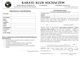 Deklaracja Członkowska - Karate Klub Sochaczew