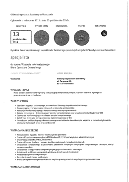 Ogłoszenie - Gł&oacute;wny Inspektorat Sanitarny