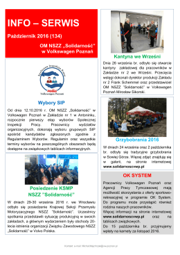 info – serwis - Solidarność w Volkswagen Poznań