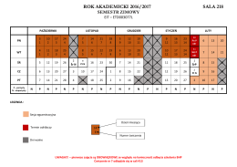 Plan zajęć w sali 218