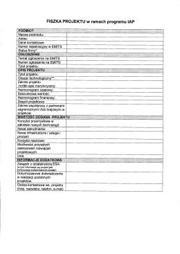 Page 1 FISZKA PROJEKTU w ramach programu IAP PODMIOT