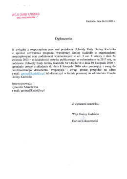 Ogłoszenie o konsultacjach