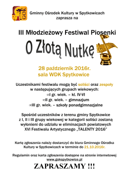 plakat III Młodzieżowy Festiwal Piosenki O Złotą Nutkę