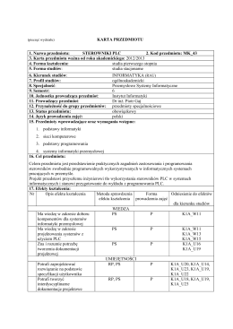 STEROWNIKI PLC 2. Kod przedmiotu