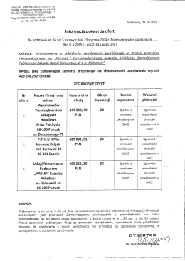 Informacja z otwarcia ofert - Miejski Samodzielny Publiczny Zakład