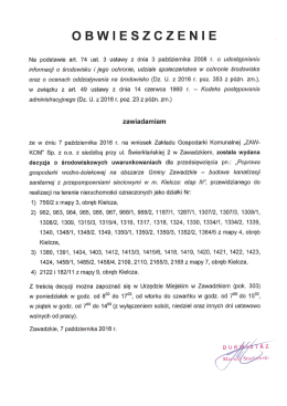 Obwieszczenie - strony kanalizacja