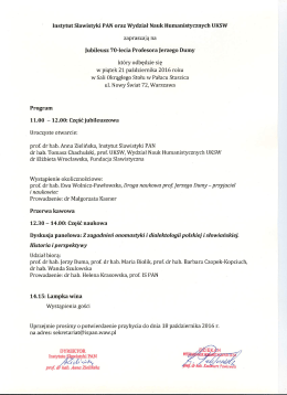 program spotkania - Wydział Nauk Humanistycznych