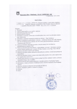 Pozvánka na zasadnutie Obecného zastupiteľstva na 19.10. 2016 o