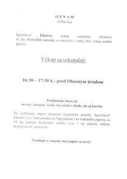 V&yacute;kup papiera v na&scaron;ej obci