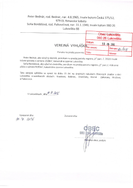 Verejna vyhláška - Ponuka na predaj pozemku