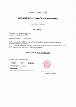 oznámenie o doručení písomností - Vysolajský, Mikuš