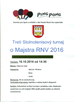 Tretí Stolnotenisový turnaj o majstra Ruskej Novej Vsi 2016