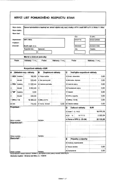 Page 1 KRYCÍ LIST PONUKOVÉHO ROZPOČTU STAVE Názov