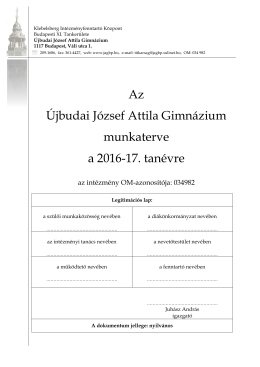Éves munkaterv 2016 - József Attila Gimnázium