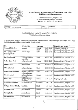 Fogadóóra időpontok