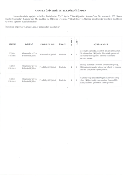 Page 1 AMASYA ÜNİVERSİTESİ REKTÖRLÜĞÜNDEN