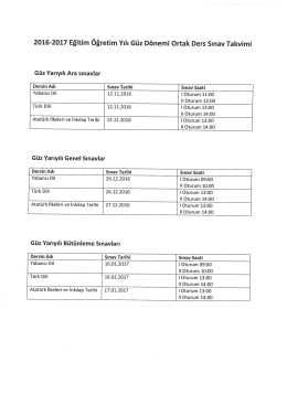 Page 1 2016-2017 Eğitim Öğretim Yılı Güz Dönemi Ortak Ders Sınav