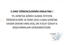 Page 1 5.SINIF ÖĞRENCİLERİNİN DİKKATİNE ! YIL