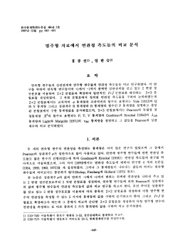 범주형 자료에서 연관성 측도들의 비교 분석