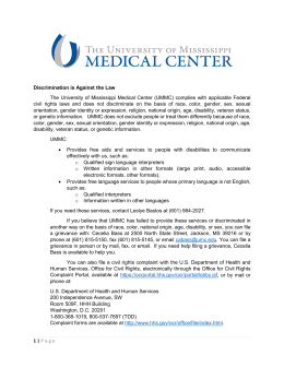 Non-discrimination Notice - University of Mississippi Medical Center