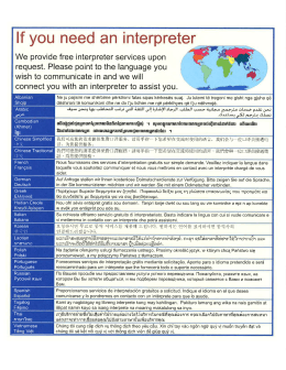 Page 1 If you need an interpreter We provide free interpreter