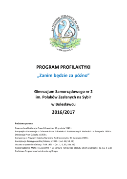 program profilaktyki - Gimnazjum Samorządowe nr 2