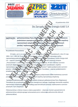 Pełnomocnictwo wspólnej reprezentacji ZZ 10.10.2016 r strona 1