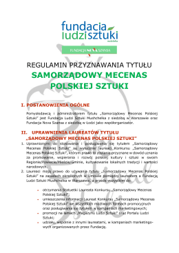 Regulamin Konkursu - Samorządowy Mecenas Polskiej Sztuki