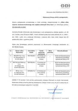 Informacja z otwarcia ofert