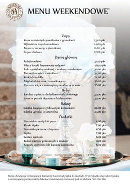 menu weekendowe - Kamienny Kasztel