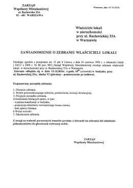 Zebranie - Racławicka 33a