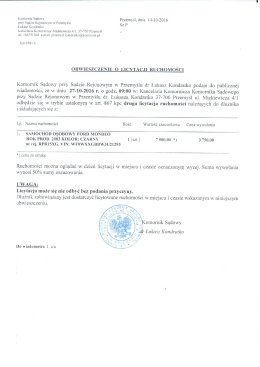obwieszczenie druga licytacja ruchomości km 458/16