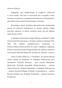 338 KB Wystąpienie inauguracyjne JM Rektor UEP Macieja