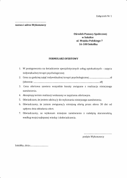 Załącznik do zapytania ofertowego