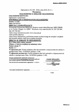 Ogłoszenie o zmianie ogłoszenia
