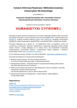 HUMANISTYKI CYFROWEJ - Instytut Informacji Naukowej i