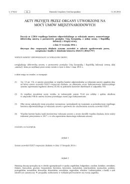 Decyzja nr 1 / 2016 wspólnego komitetu odpowiedzialnego