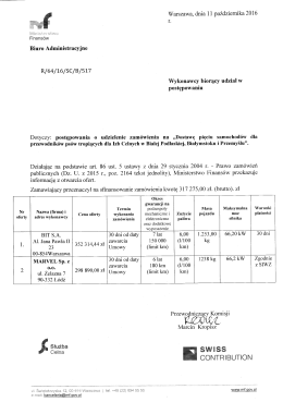 Informacja z otwarcia ofert