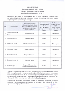 Komunikat Burmistrza z dnia 10.10.2016 r. o zamknięciu konkursu