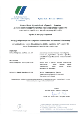 11.10.2016Zawiadomienie o publicznej obronie rozprawy