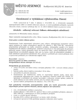 Page 1 MĚSTO JESENICE Budějovická 303,252 42 Jesenice | Tel