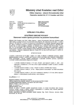 Veřejná vyhláška - Opatření obecné povahy