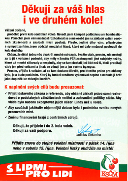 Page 1 Děkuji za váš hlas i Ve druhém kole! Vážení občané